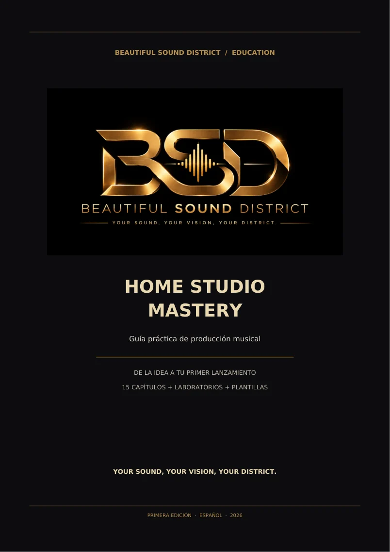 Portada real de Home Studio Mastery, ebook de Beautiful Sound District